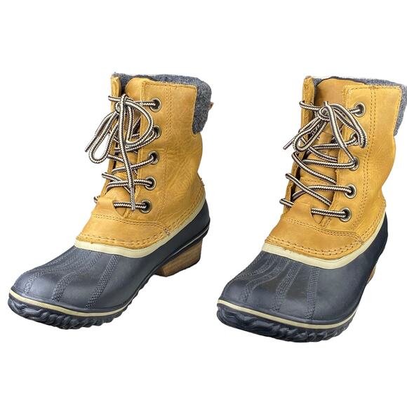 Sorel Women's Slimpack Tan Leather Lace II Duck Boot Size US 7 - Picture 6 of 10
